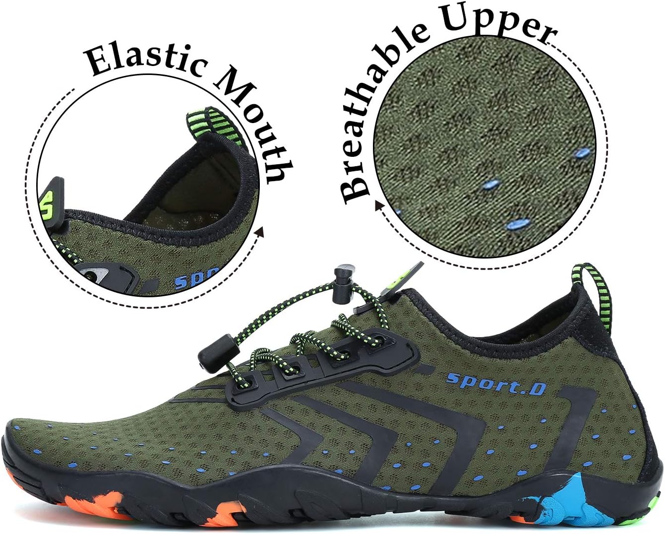 Detalle de SAGUARO Badeschuhe für Herren und Damen mit 7/9 Drainagelöchern – rutschfest & schnelltrocknend, Gr. 35–48