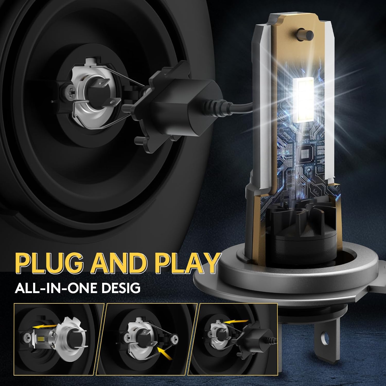 Detalle 1 de KOYOSO H7 55W lampadine LED 20000LM per auto e moto