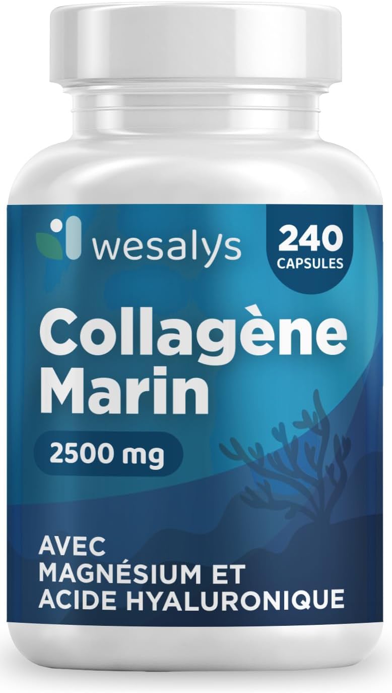 Detalle de Collagène Marin et Acide Hyaluronique - 240 Gélules par Wesalys (2500 mg COH)