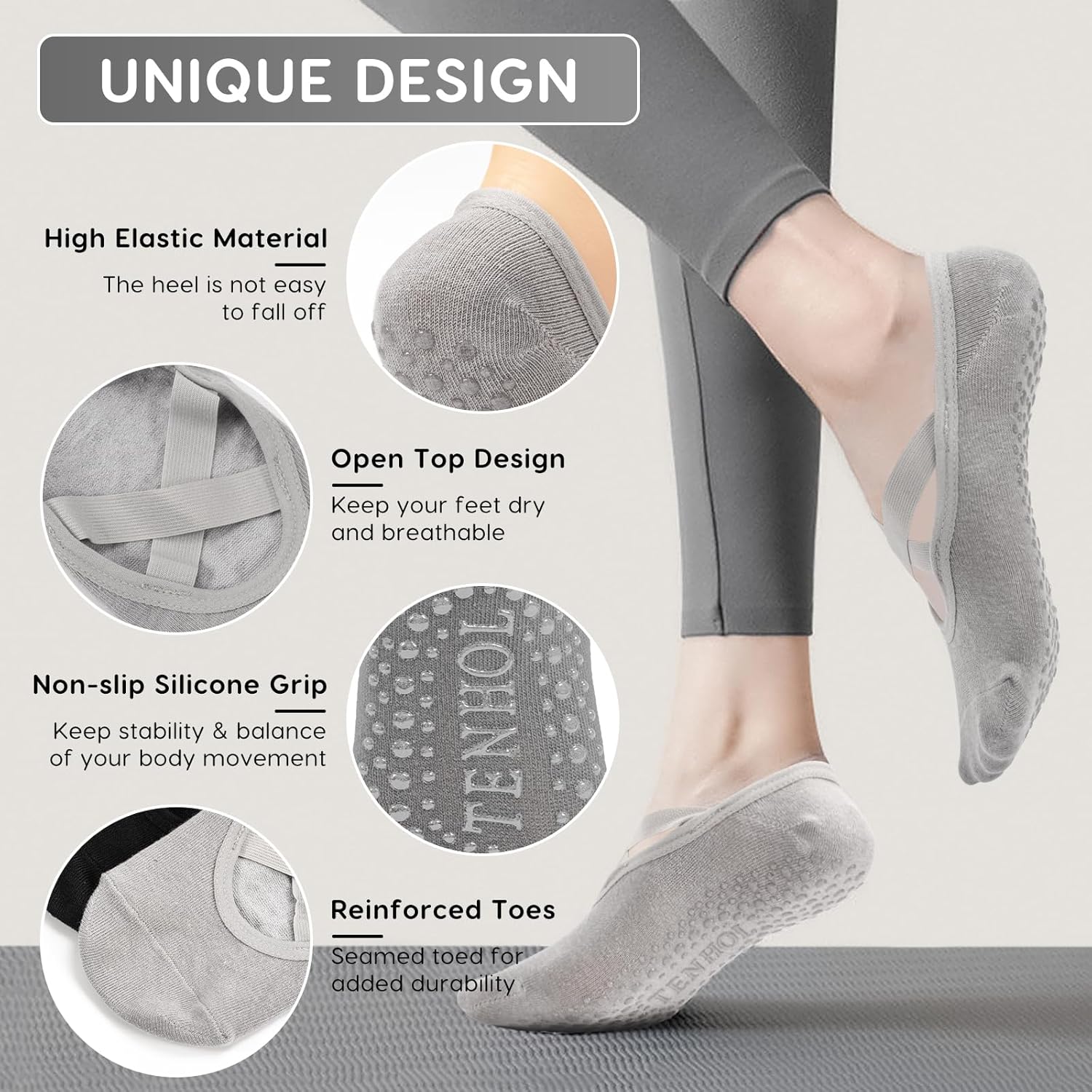 Detalle 2 de Bafiwu calcetines Pilates antideslizantes 35‑40