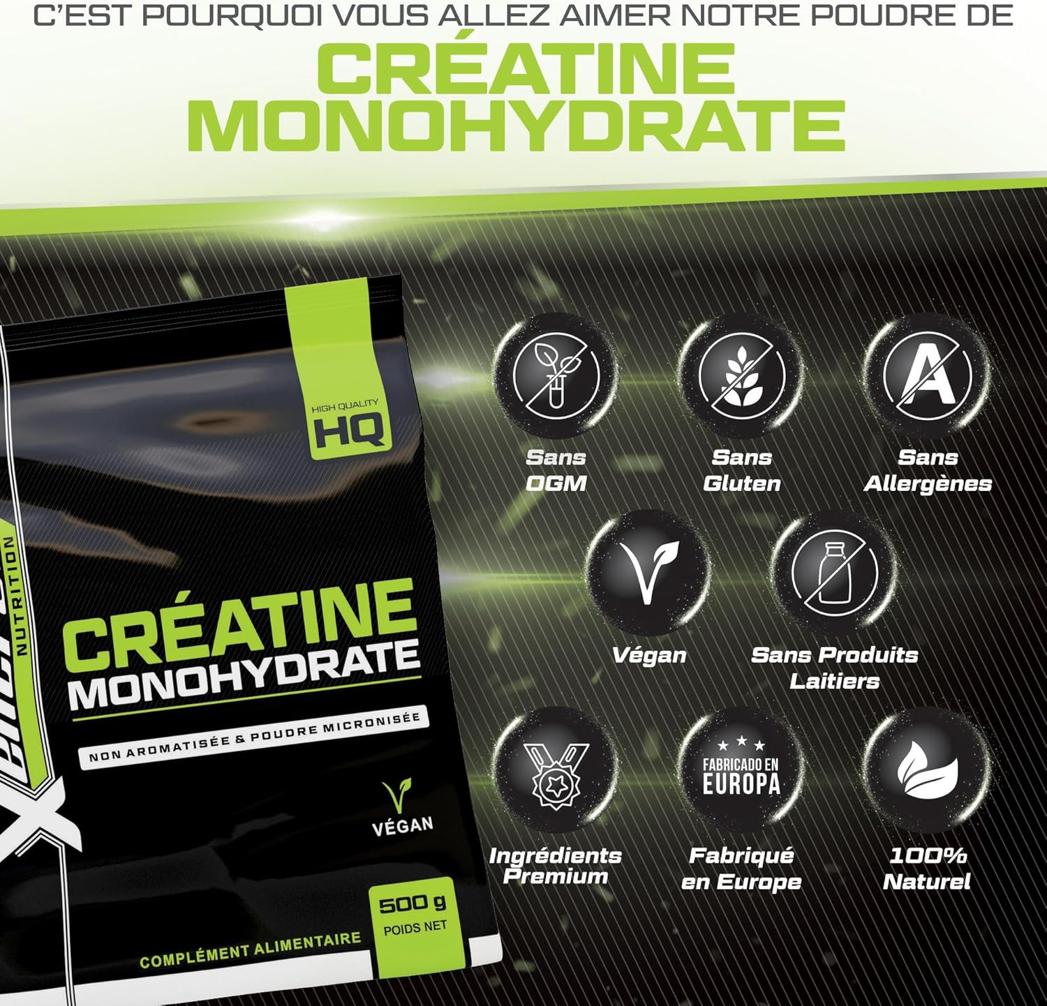 Thumbnail 5 de Xellerate Nutrition Créatine Monohydrate 500 g - poudre micronisée 📋