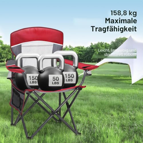 Detalle de HIGH POINT SPORTS Campingstuhl Faltbar Angelstuhl mit Mesh-Rücken – stabil, leicht und vielseitig