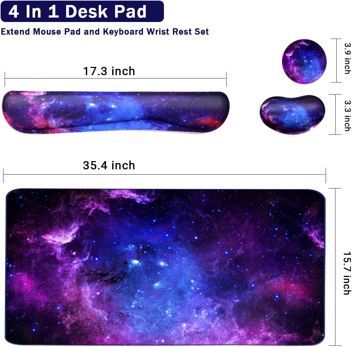 Thumbnail 1 de Yunoble SF20251007B0BCXK78FQ 4-in-1 Large Gaming Desk Mat with Wrist Rests