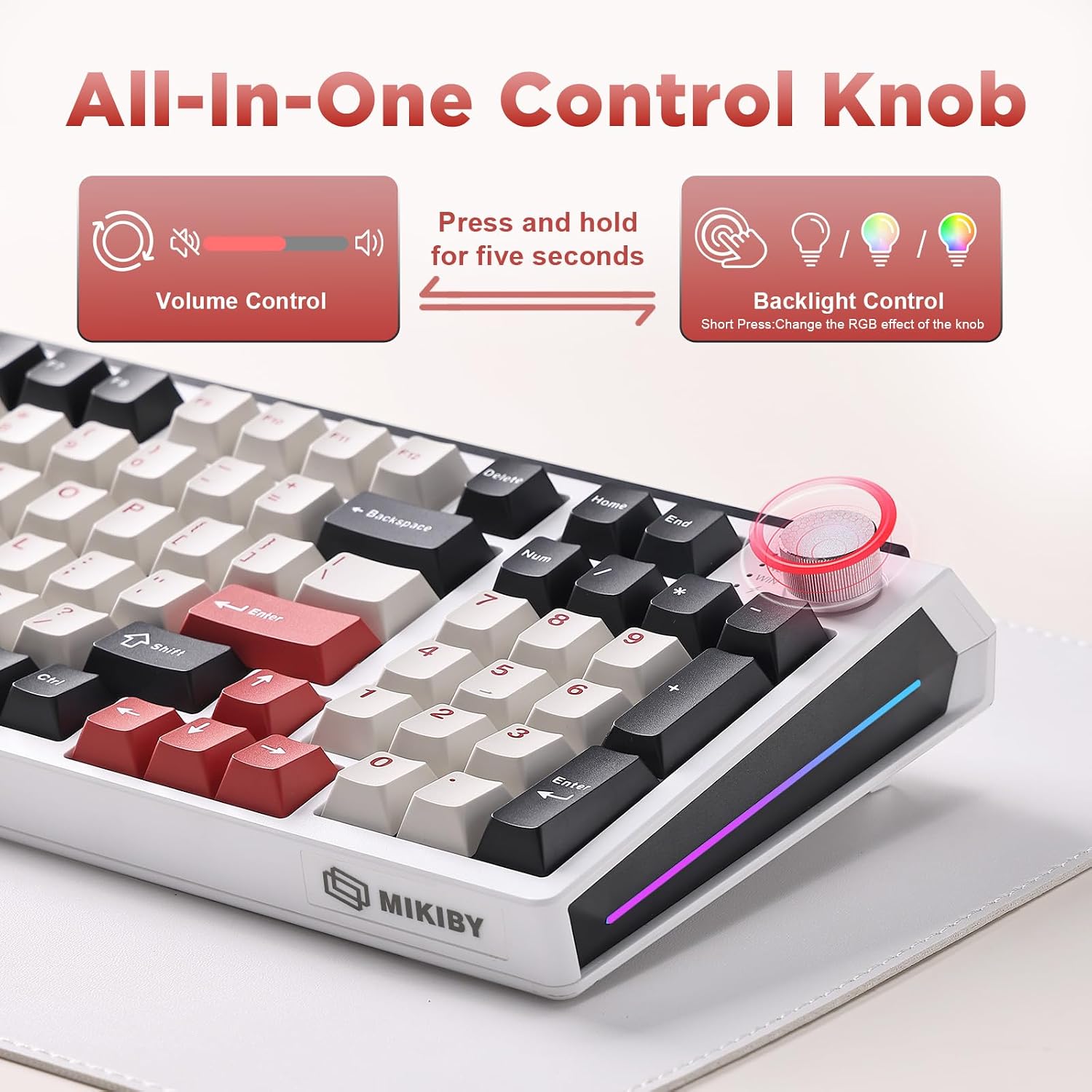 Detalle de MIKIBY K98 Wireless Mechanical Keyboard, 96% Layout, Tri-Mode, Hot-Swappable RGB