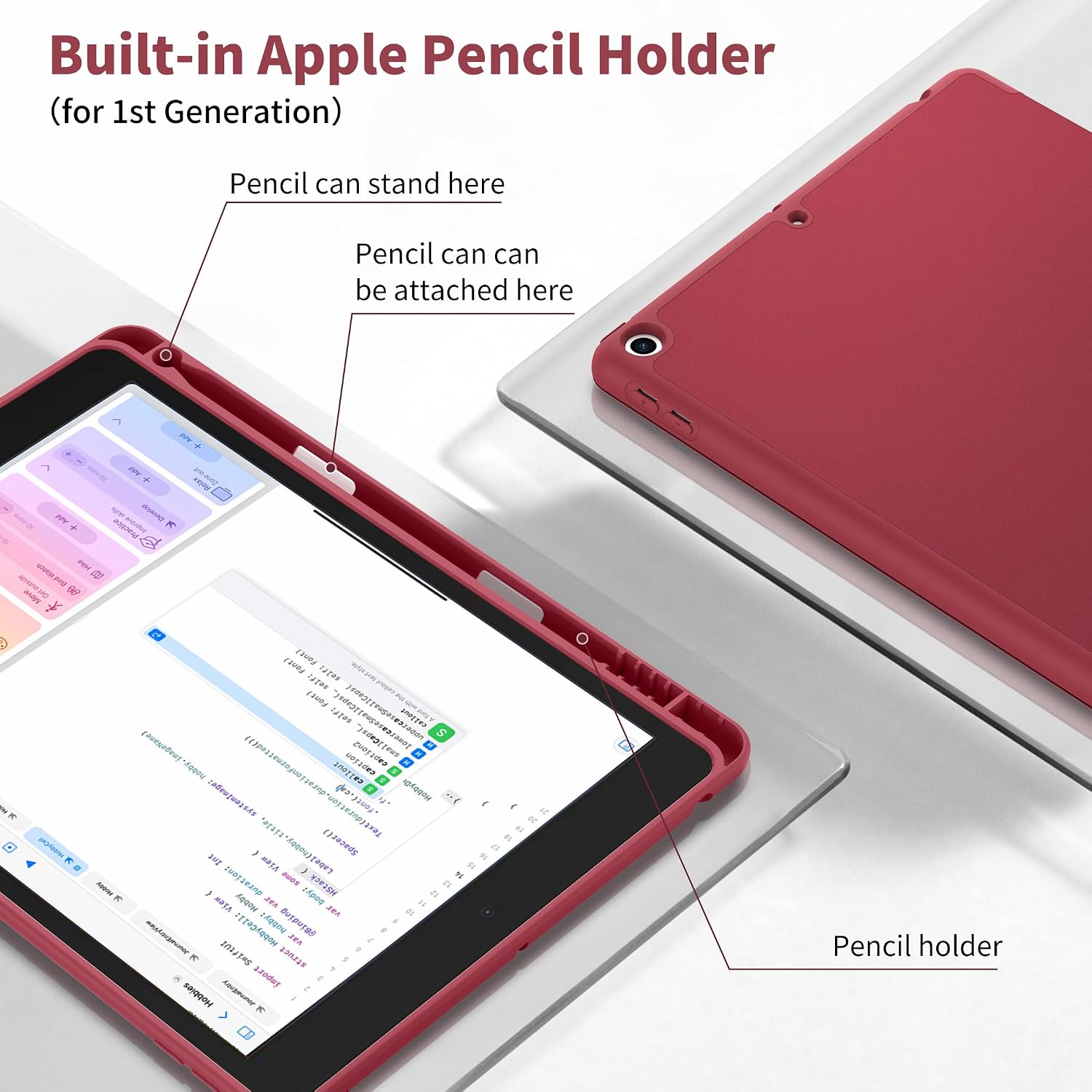 Thumbnail 2 de CACOE Hülle für iPad 9./8./7. Generation inkl. Stifthalter (10,2 Zoll, Modell 2019–2021) – ultradünn mit Standfunktion
