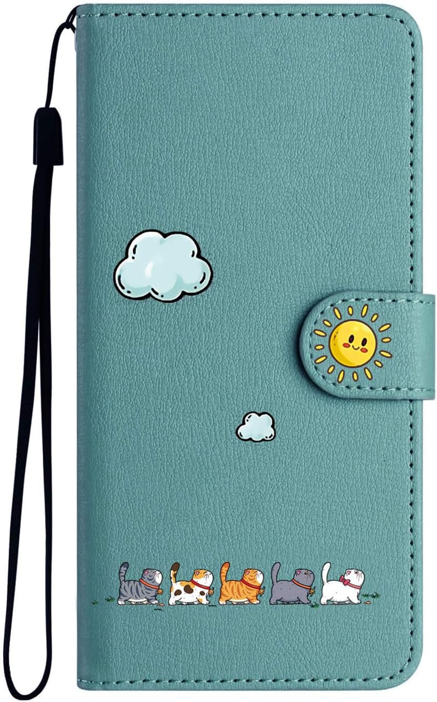 Detalle de Nbziyoo Lovely Cats Wallet Case for Samsung Galaxy A37/A36/A56 – Green