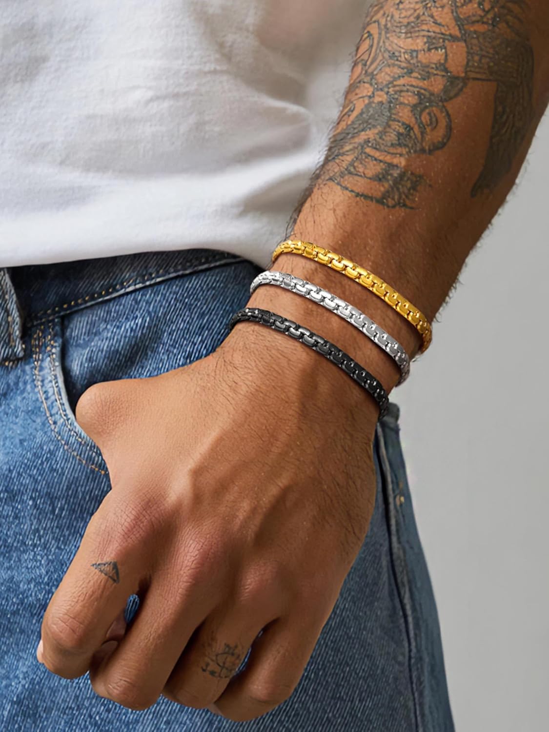 Thumbnail 5 de PROSTEEL Bracciale a Catena Veneziana Treccia Metallica: Uomo, Acciaio Inox Impermeabile e Ipoallergenico