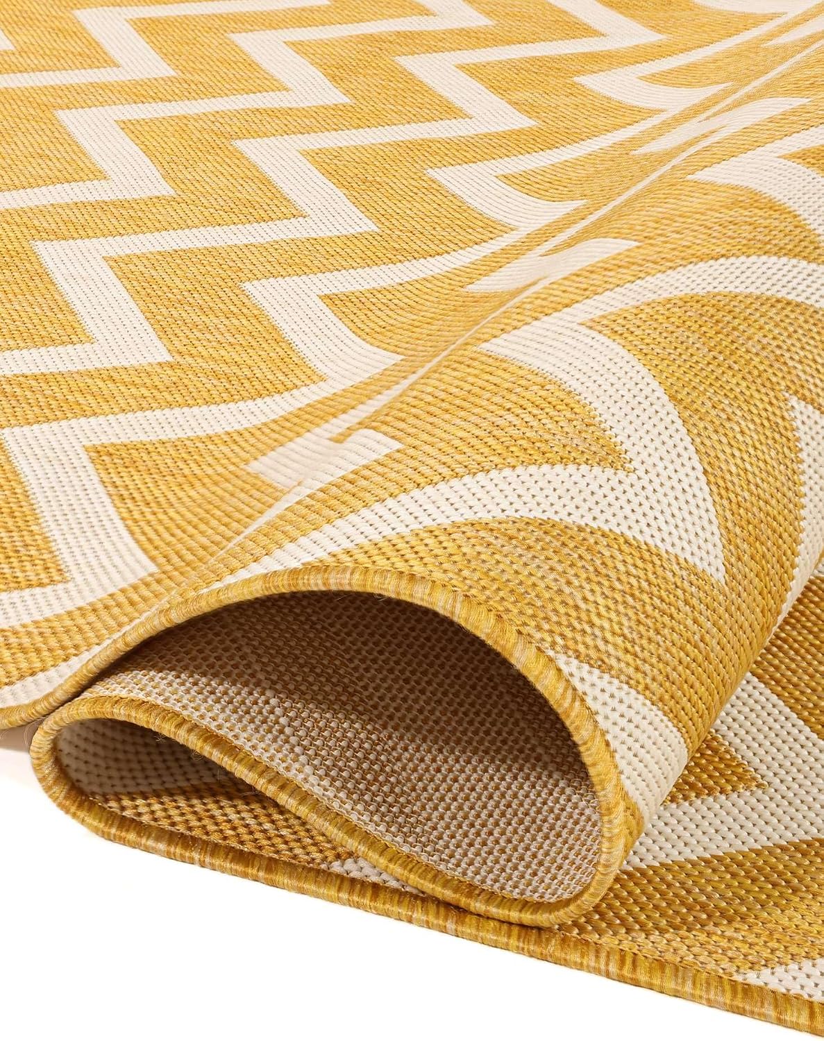 Detalle 2 de RugVista Capri matta 160 x 230 cm – gul, kort lugg för inom- och utomhusbruk