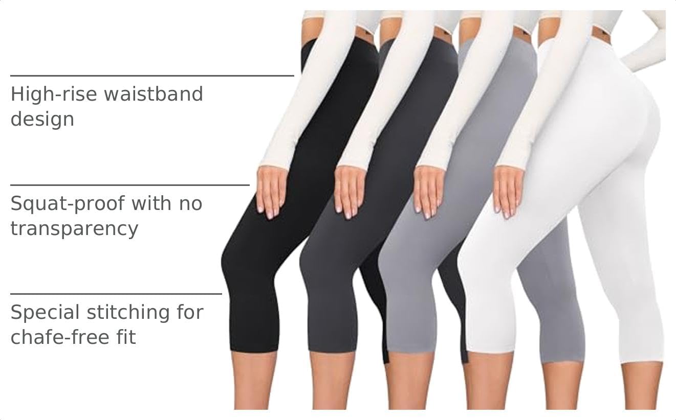 Thumbnail 6 de VALANDY Creamlush 4-Pack Capri Leggings (High-Waisted, Stretchy Yoga & Lounge Pants) — S-3XL