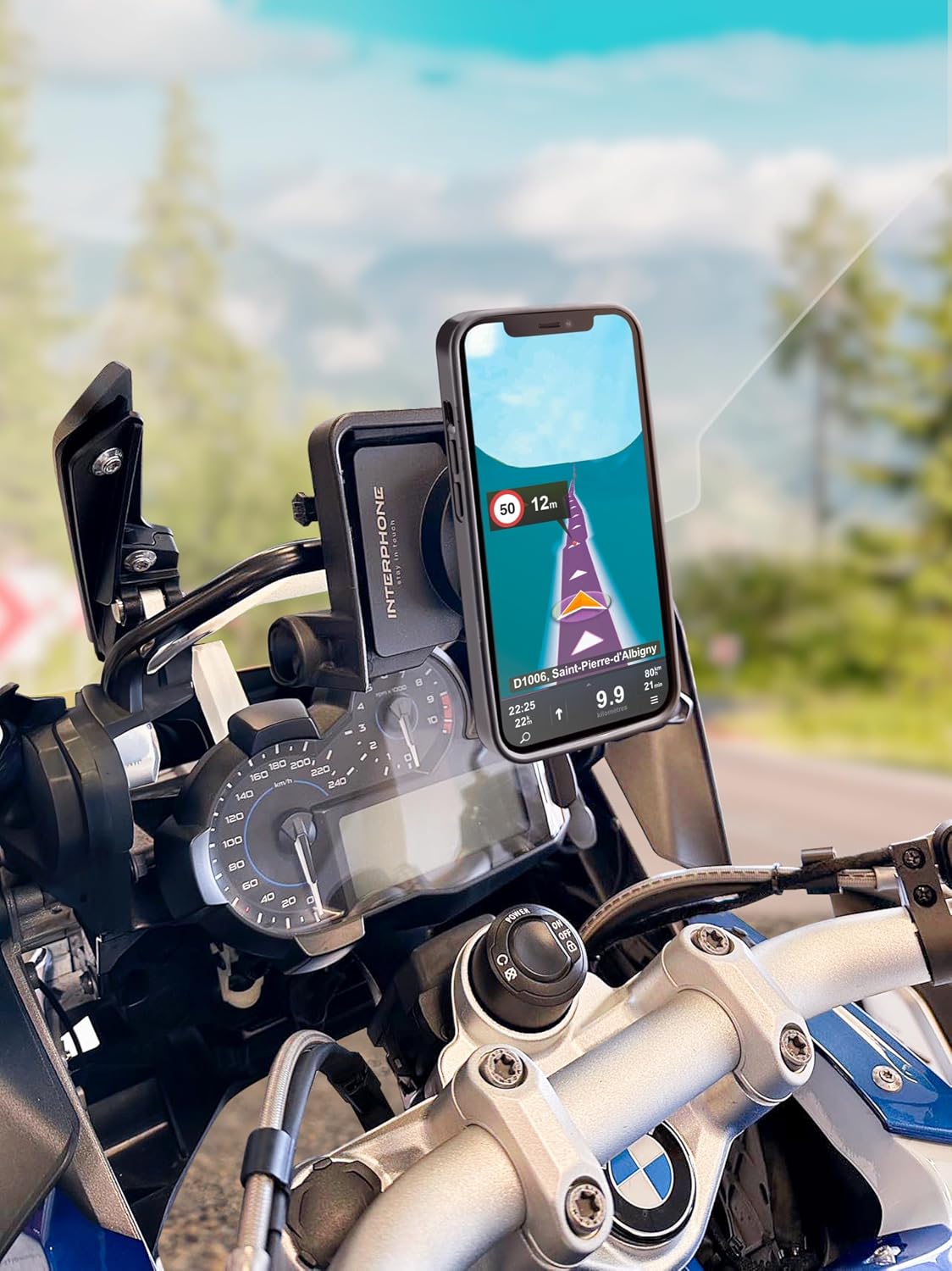 Detalle de INTERPHONE - Prise en Charge QUIKLOX: Support BMW avec anti-vibration, 2 USB (A et C) et étanchéité IP66