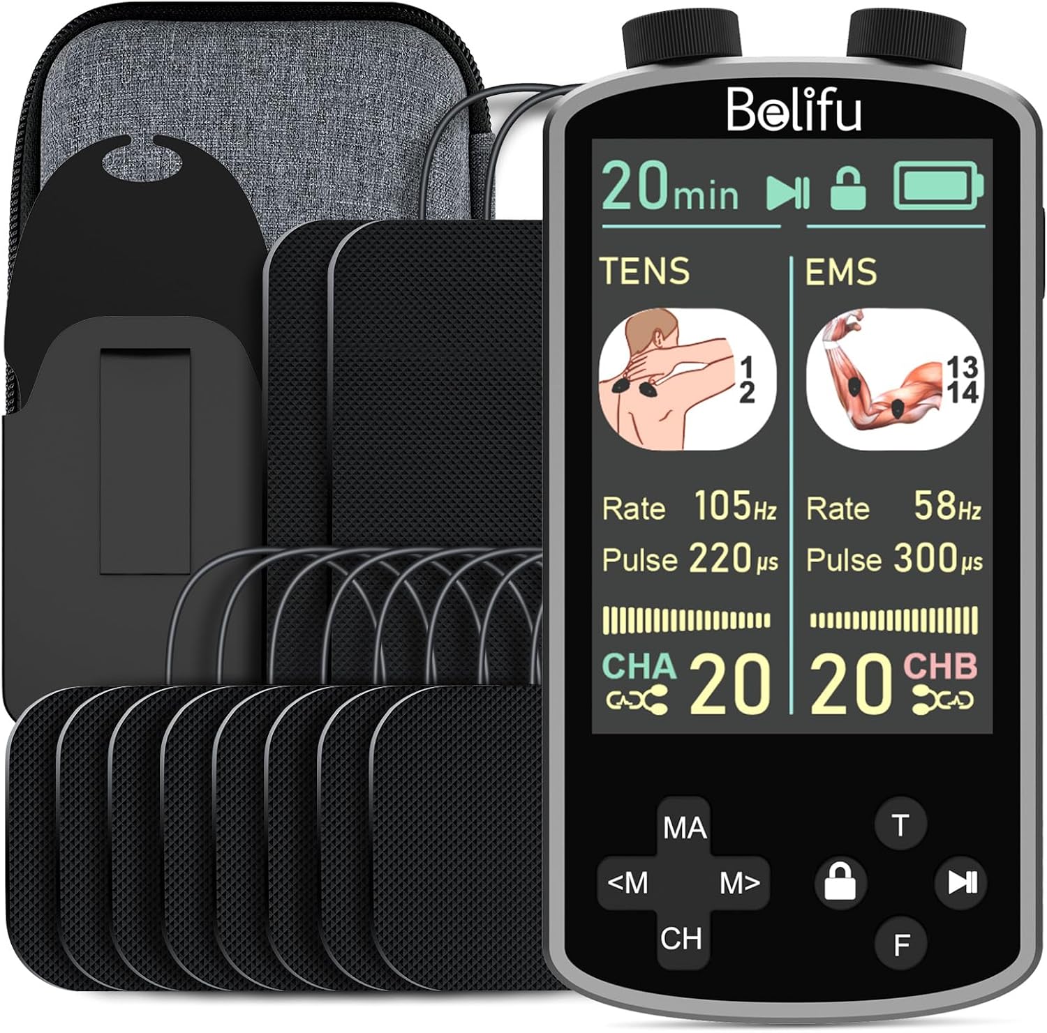Detalle de Belifu TENS EMS Unit with 3.8-Inch Display