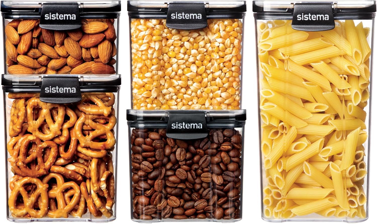 Detalle de Système Ultra Boîtes de conservation alimentaires hermétiques carrées – 5 unités empilables, sans BPA