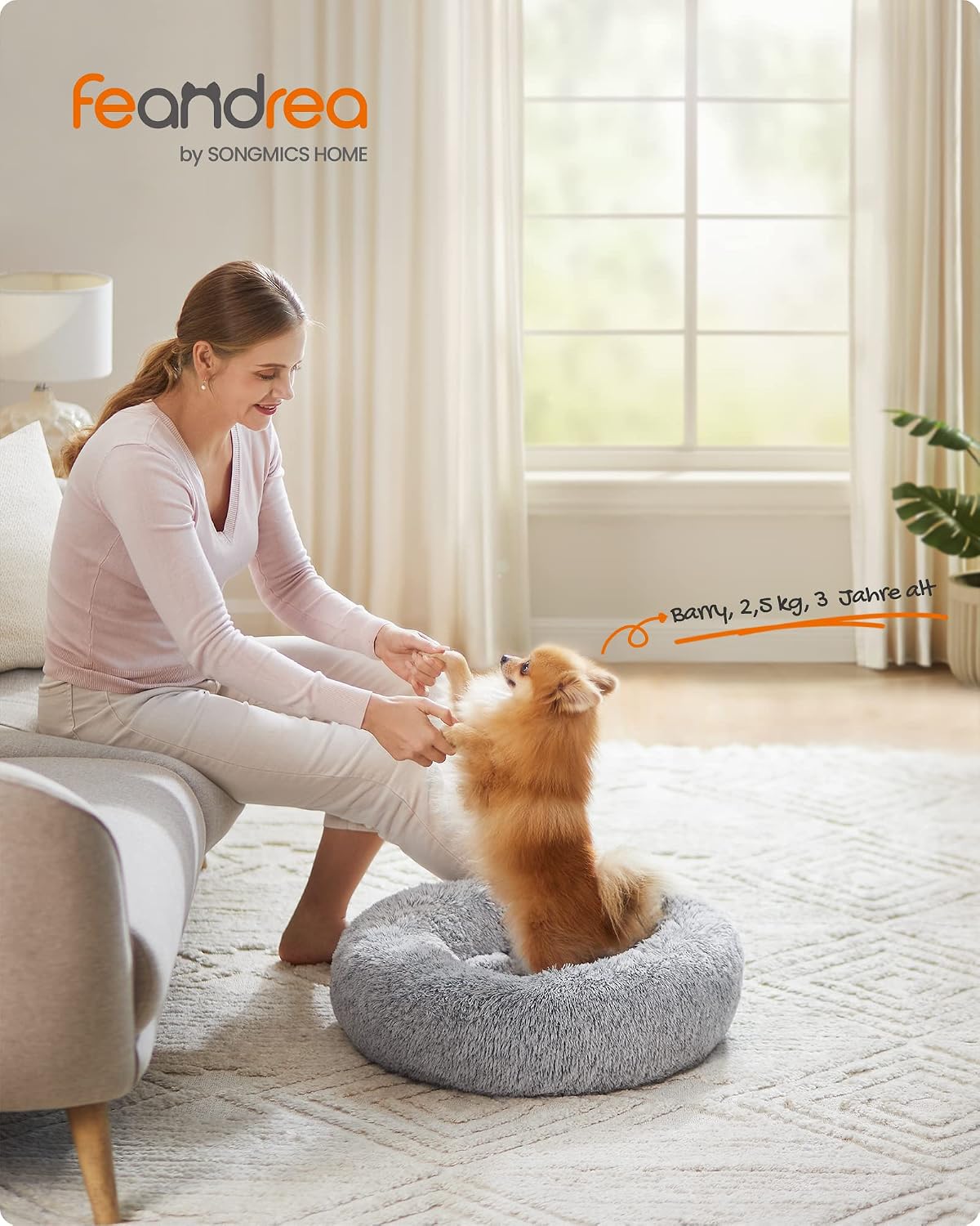 Detalle 2 de Feandrea Hundebett flauschig & Katzenbett Donut-Kissen, waschbar (60 cm Durchmesser) – PGW038G01