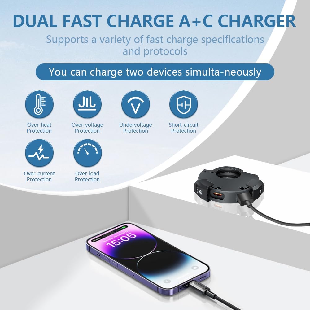 Thumbnail 4 de URAQT Waterproof Motorcycle USB Socket with 18W QC and 30W PD Type-C – Dual Fast Charger for 12V/24V Vehicles