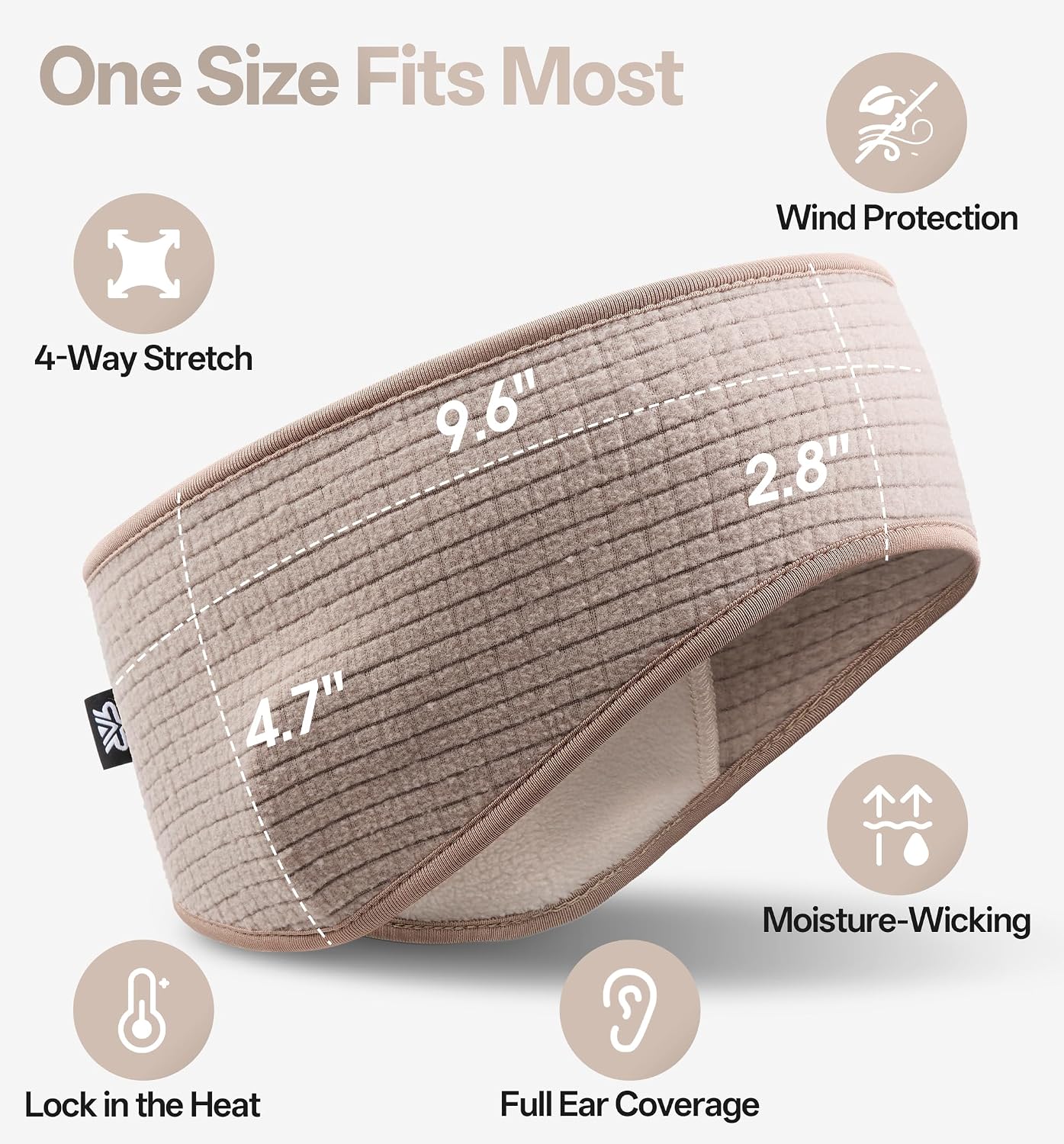 Detalle 2 de SUNMECI Grid Fleece Ear Warmer Headband, Lightweight Stretch Fit
