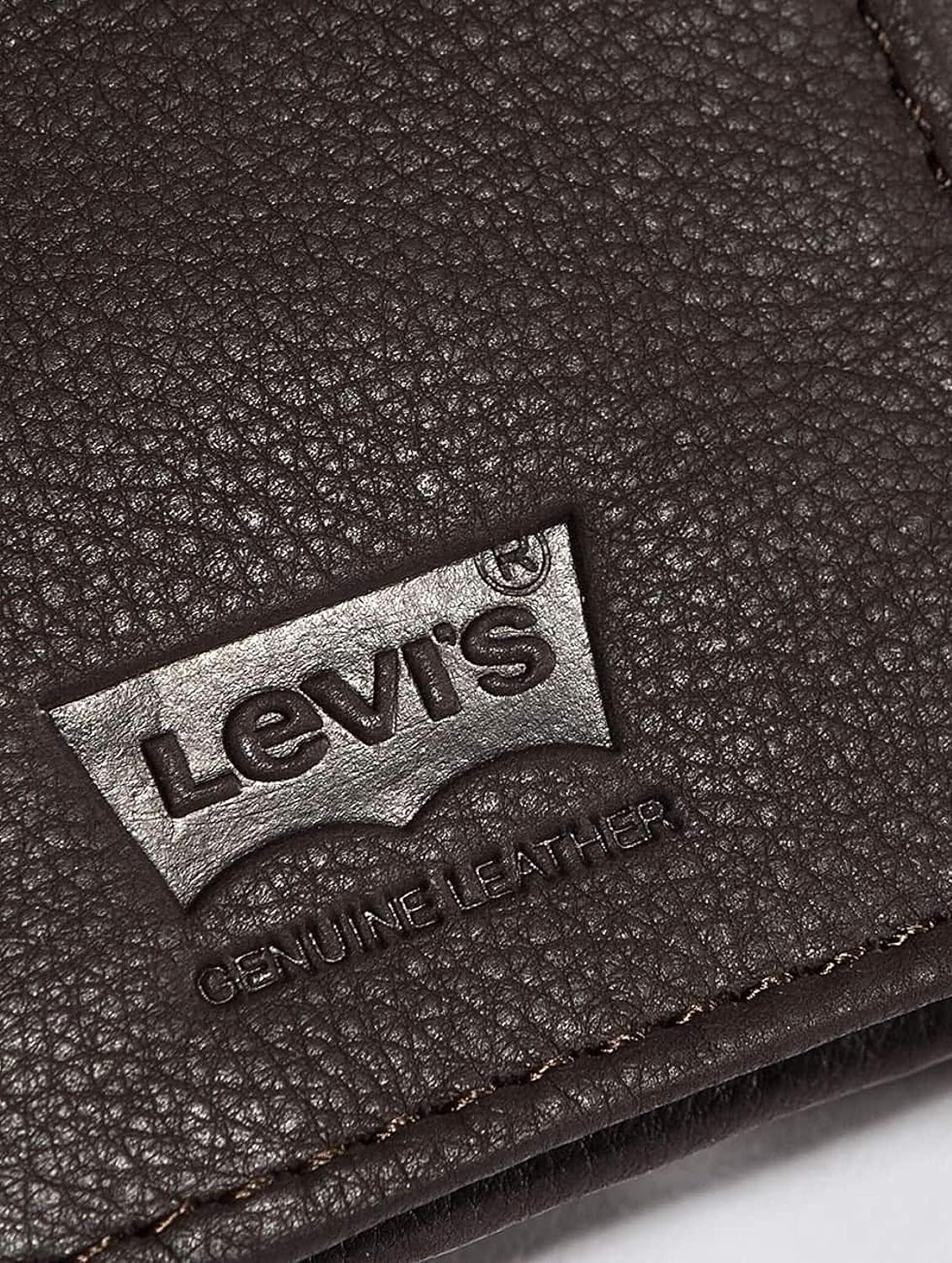 Detalle 1 de Levi’s Clairview Vertical 22543-4 – męski portfel ze skóry naturalnej, brązowy