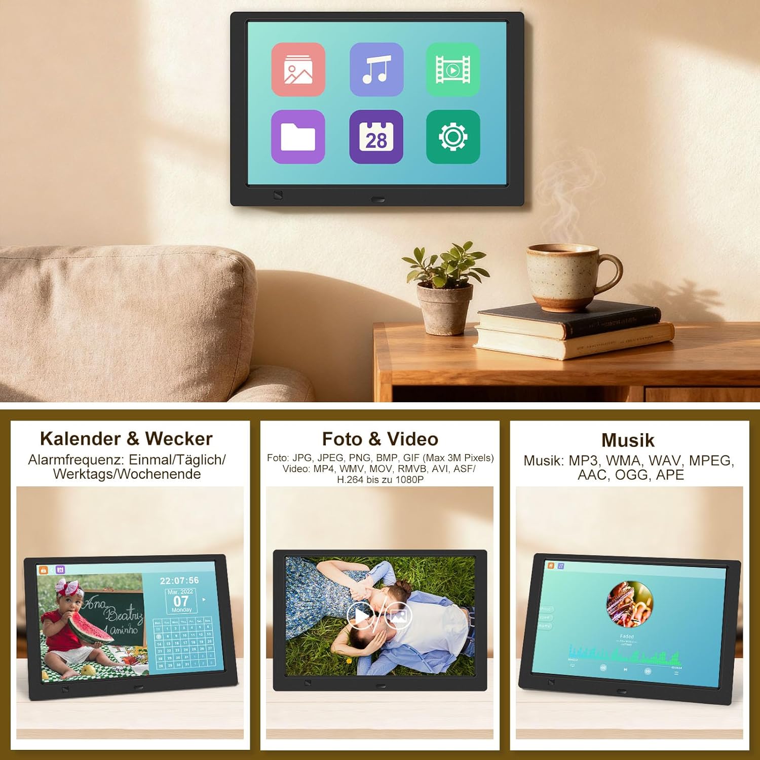 Detalle 2 de Digitaler Bilderrahmen 10,1" IPS mit 32 GB Stick 🖼