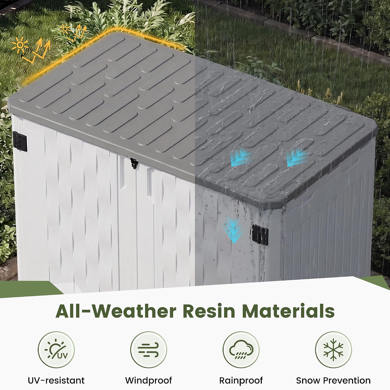 Thumbnail 5 de UDPATIO 34 Cu.Ft Resin Outdoor Storage Shed, White HDPE with Floor