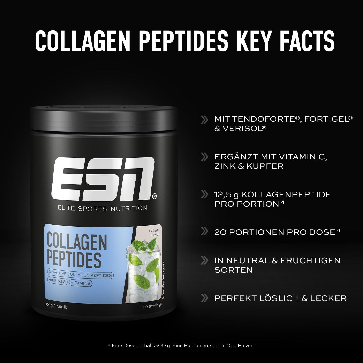 Detalle de ESN Collagen Peptides Natural 300 g – Made in Germany