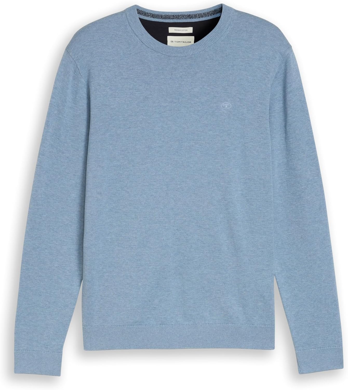 Detalle de TOM TAILOR Herren Strickpullover mit Crewneck – Basic Modell in Unifarben