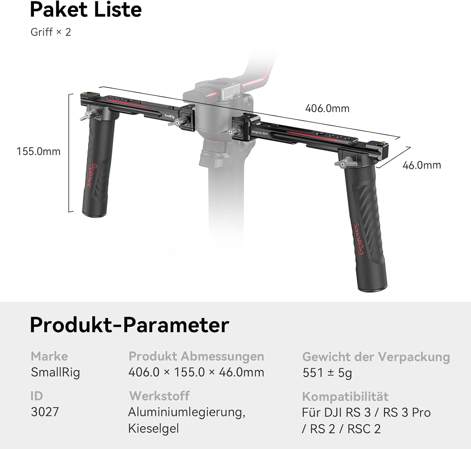 Thumbnail 6 de SMALLRIG Dual Handgriff 3027 für DJI RS 2/RSC 2/RS 3/RS 3 Pro und RS 4 Pro
