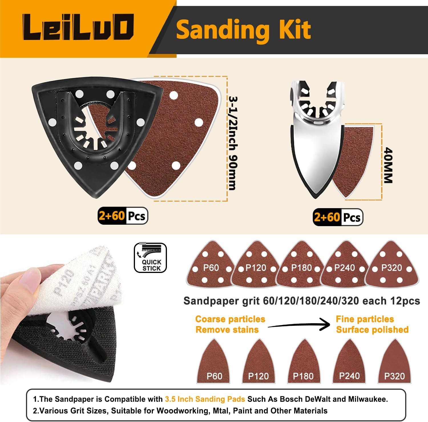 Detalle 2 de LEILUO 127 Pcs sanding pad kit