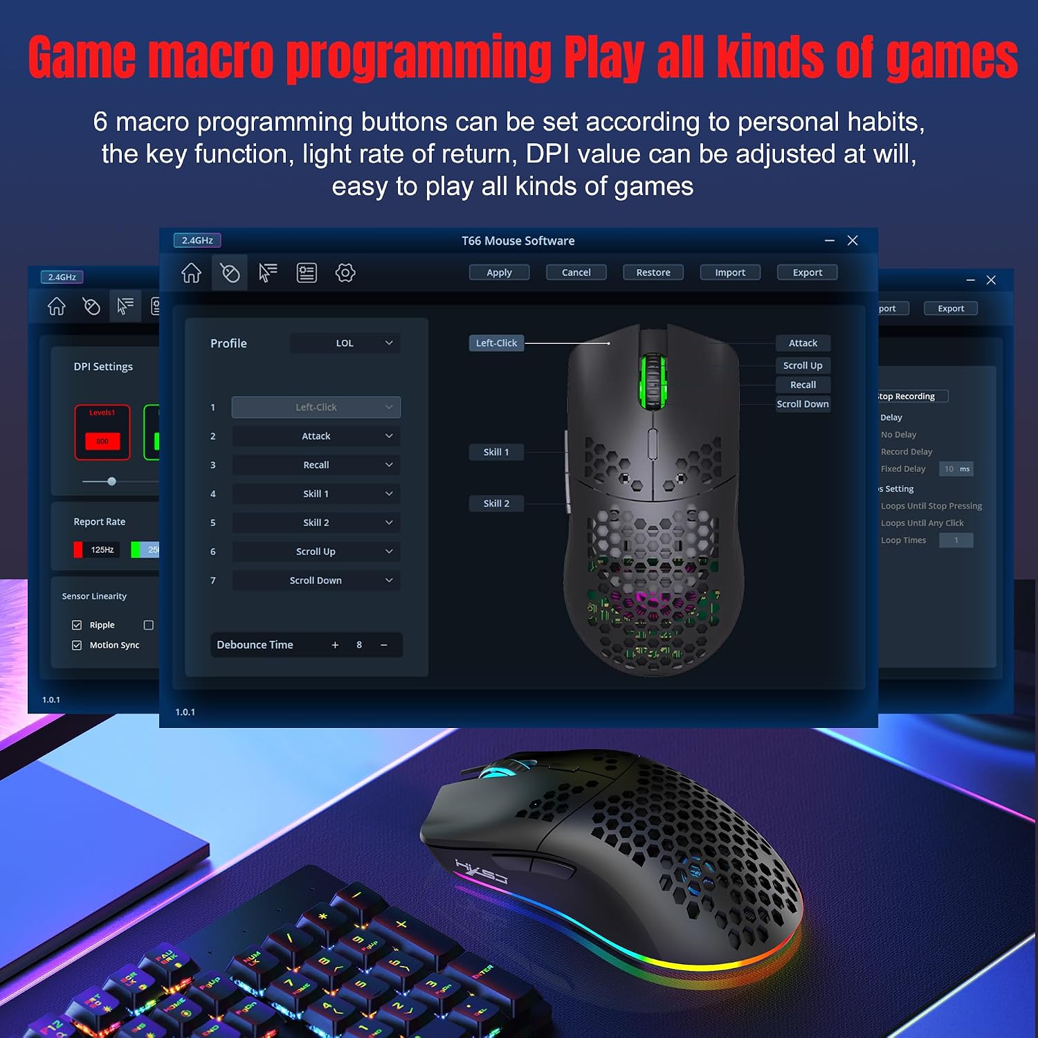 Detalle de CROSS Zebra T66 gaming mouse 3600 DPI