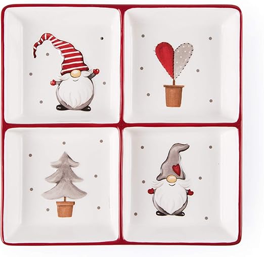 Excelsa Gnomo Christmas Plato Cerámica con 4 Compartimentos 🎄