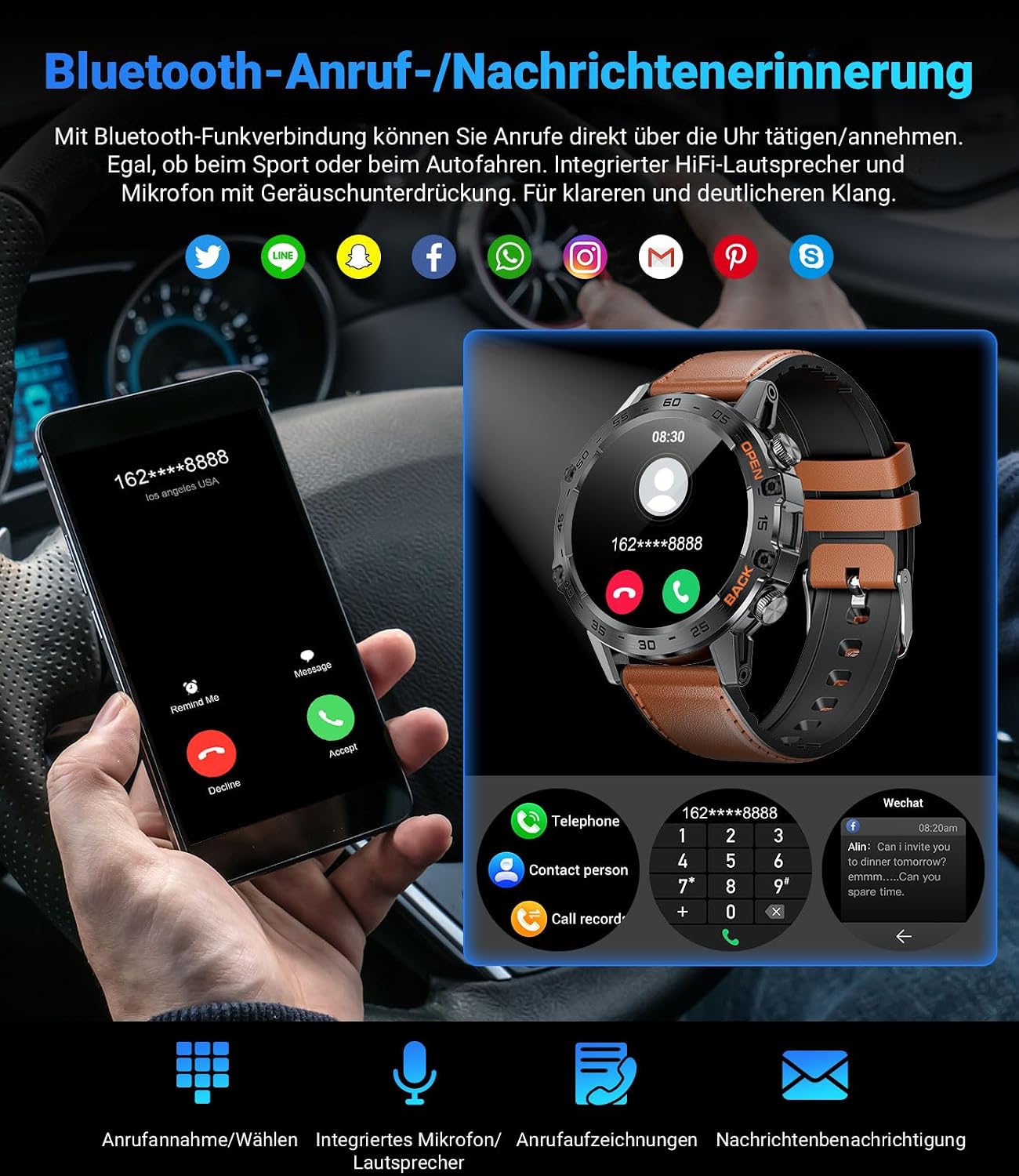 Detalle de LIGE Smartwatch 1,39 Zoll mit Telefonfunktion
