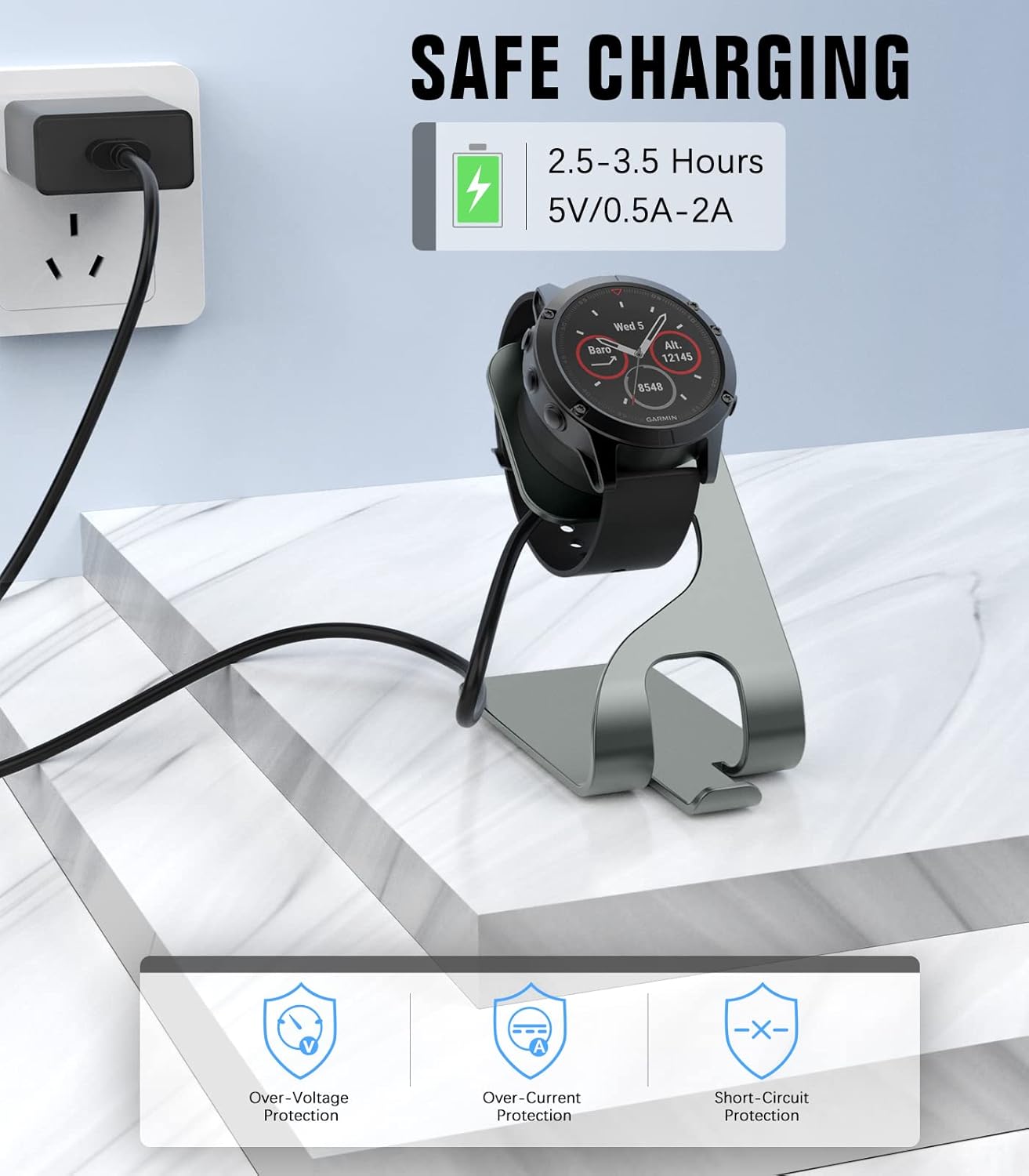 Thumbnail 3 de MoKo Aluminium Charging Dock for Garmin Watches (Fenix, Vivoactive, Forerunner, Venu) – Space Grey