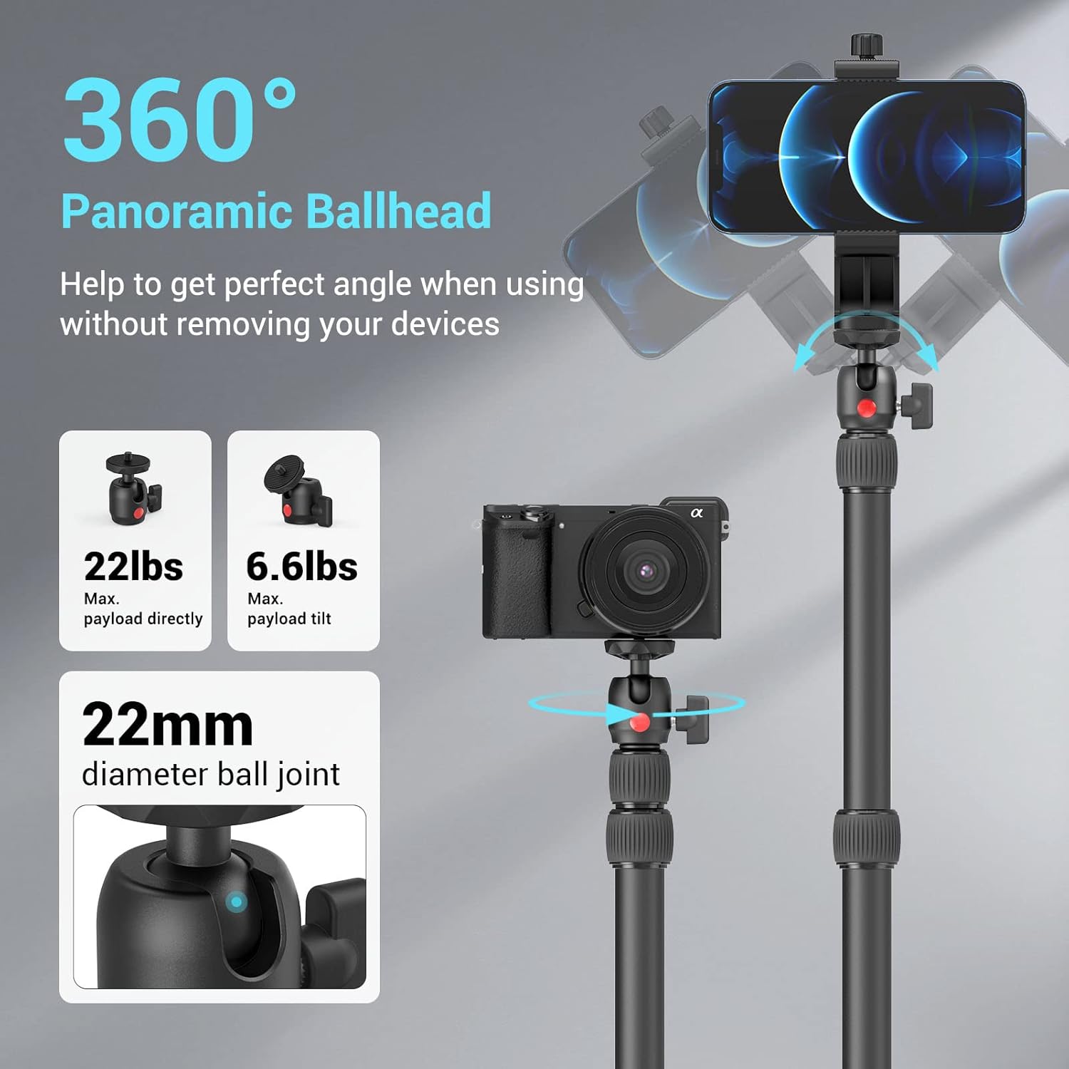 Thumbnail 3 de SmallRig 3488 Camera Desk Mount with 1/4" Ball Head and Adjustable Tablet C-Clamp