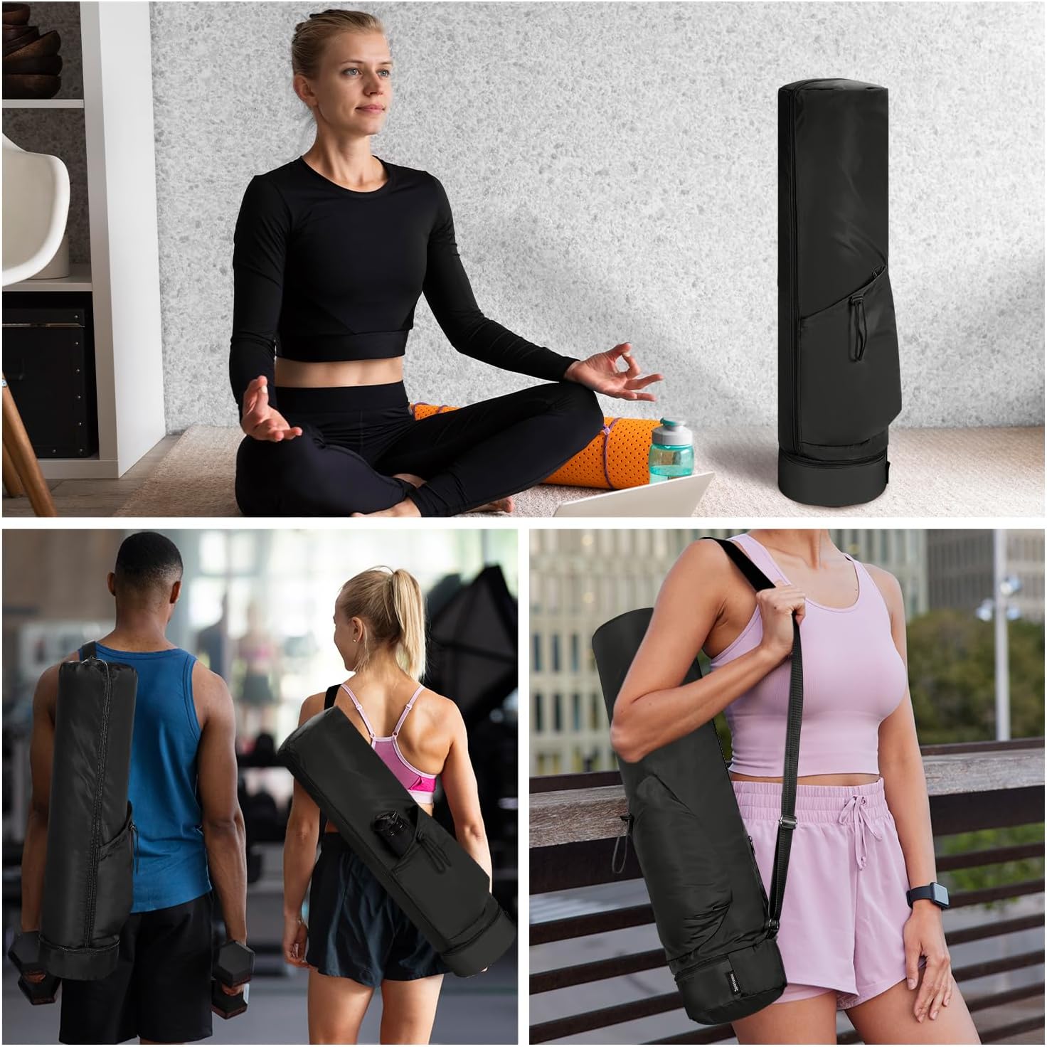 Detalle 2 de Sportsnew Large Yoga Mat Bag with Wet Compartment, Bottle Pocket & Full Zipper (72x20cm)