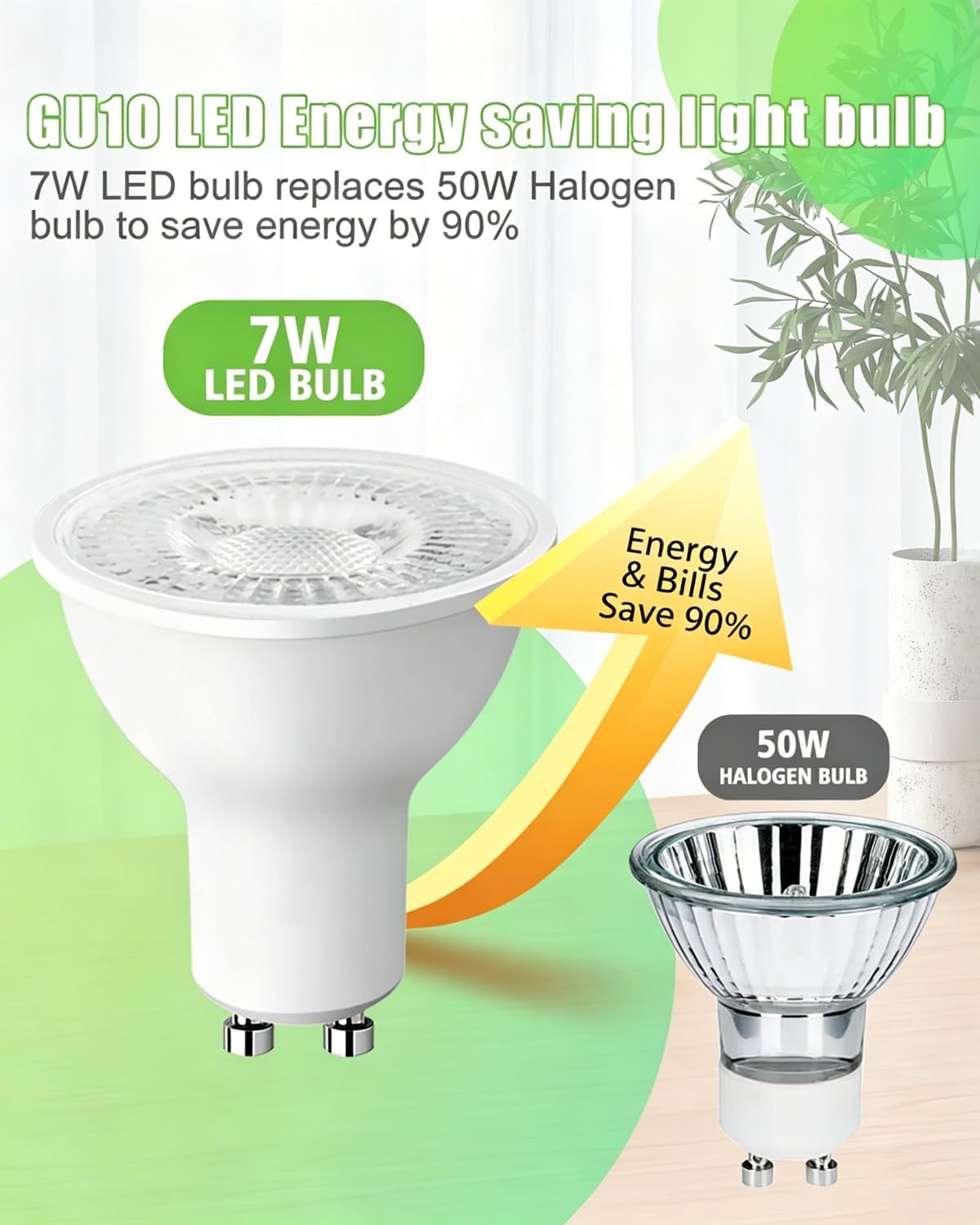 Detalle 2 de MOXTOYU GU10 LED Bulbs, 7W Warm White, 3000K, 350 Lumens, 10-Pack