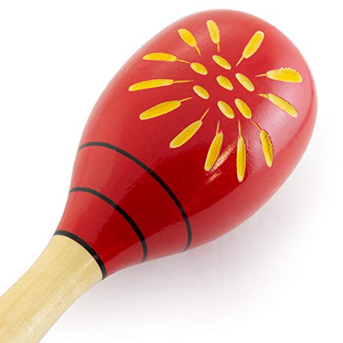 Detalle de Tiger Maracas Decorate in Legno Rosse – Suono e stile in un pezzo unico