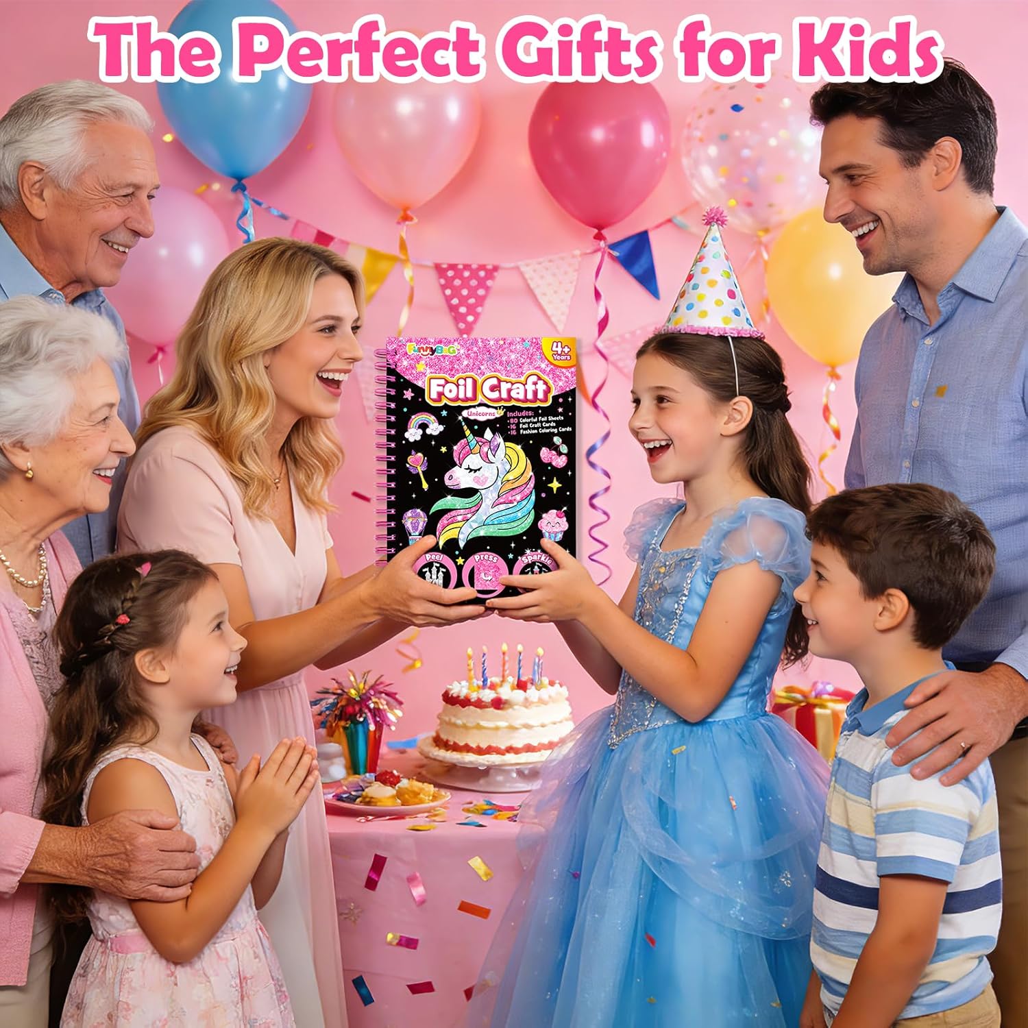 Thumbnail 5 de FUNNYB&G Foil Art Kinder Kunst- & Bastelaktivität (Einhorn) – schmutzfreie DIY-Aufkleber als Reisespielzeug