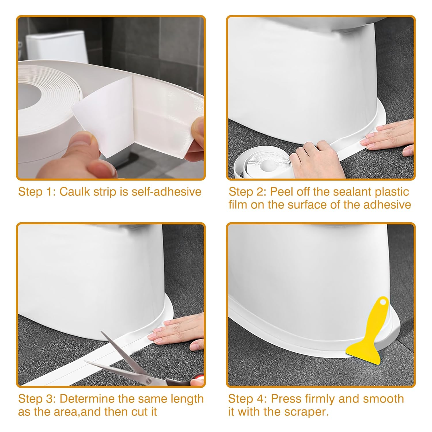 Thumbnail 5 de Bath Sealant Strip Self-Adhesive – White Silicone Sealant Tape (3 Pack) for Shower, Bath and Floor Edges