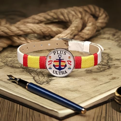 Thumbnail 1 de Feyma Pulsera de España "Plus Ultra", Estilo Náutico Correa Blanca Ajustable, Regalo Marinero