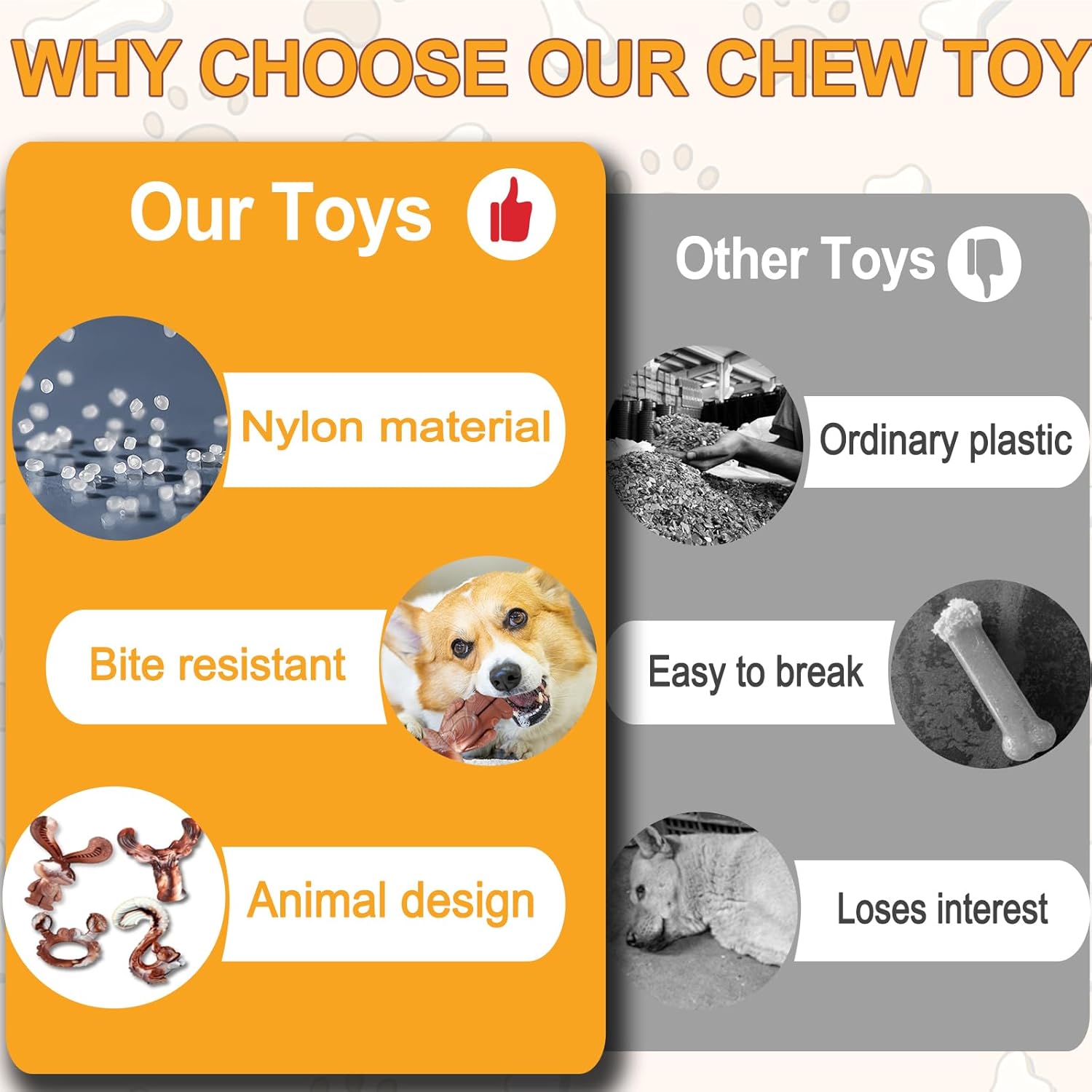 Thumbnail 4 de Herspany Indestructible Dog Chew Toy (Tough Beef-Flavoured Nylon) – Squirrel shape for aggressive chewers