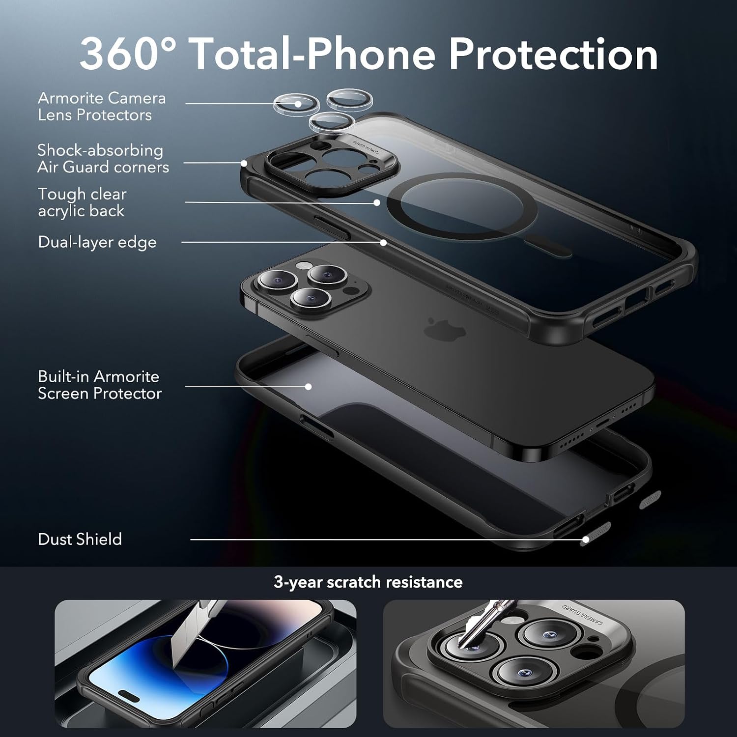 Detalle 2 de ESR Armor Series Case for iPhone 14 with MagSafe and Built-in 9H+ Glass Screen Protector