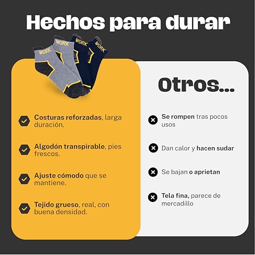 Thumbnail 5 de PS PROUTHS Calcetines de trabajo verano tobilleros unisex (95% algodón) con talón y puntera reforzados