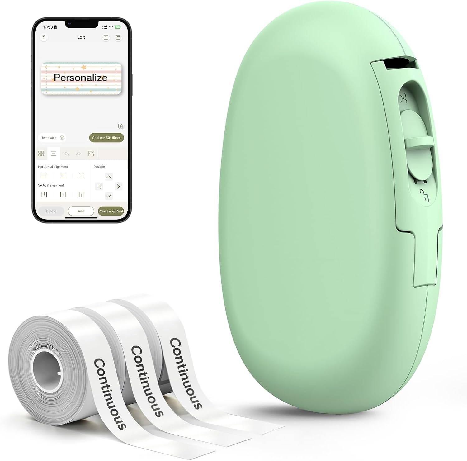 Detalle de SUPVAN E10 Bluetooth Label Maker: Inkless, Waterproof Labels with 3 Tapes and 35 Fonts
