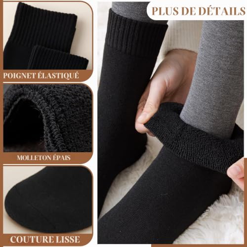Detalle de Hocerlu Chaussettes thermiques femme, 5 paires noires en mélange de laine