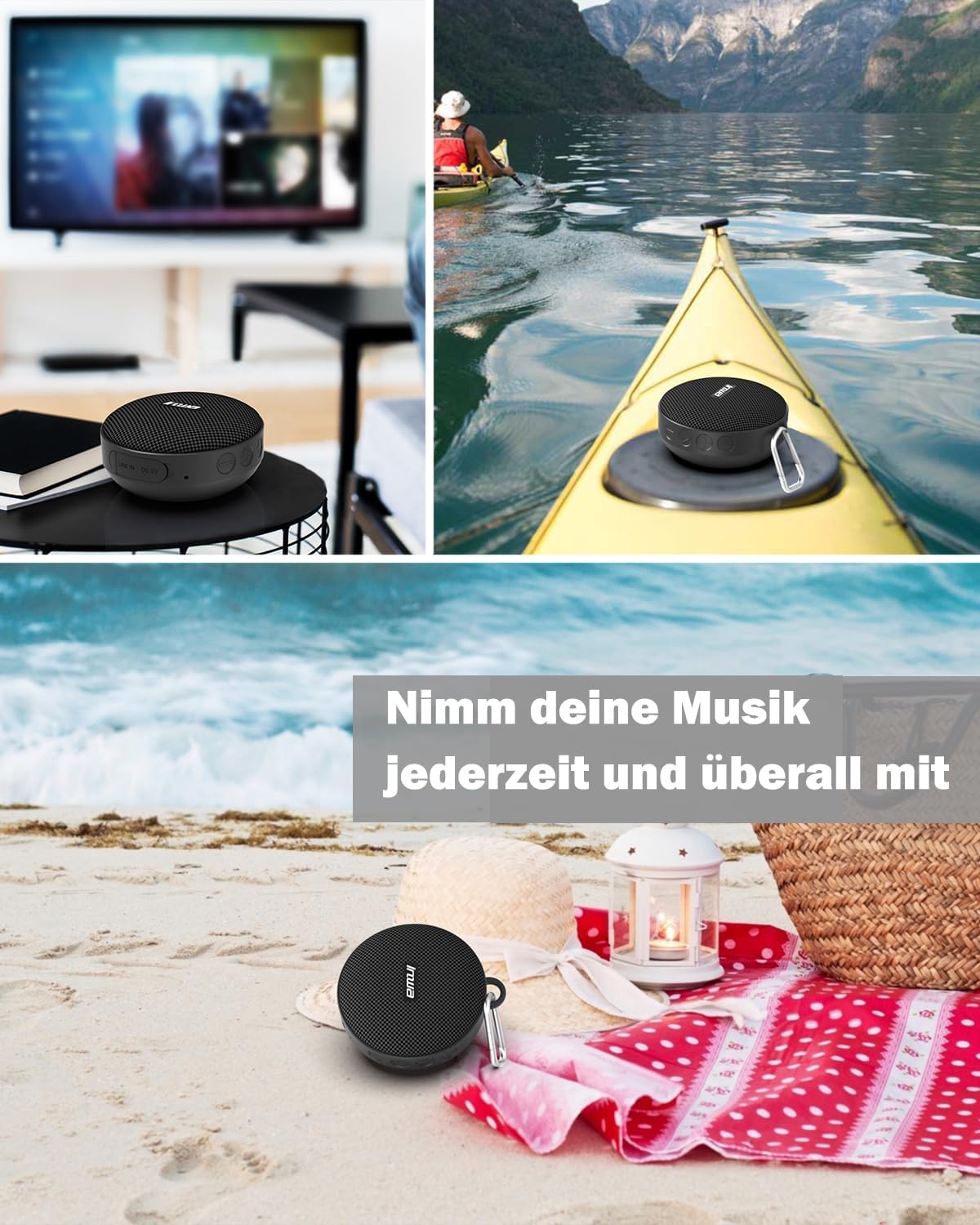 Thumbnail 1 de Inwa tragbarer Bluetooth-Fahrradlautsprecher (5 W, IPX7) mit Mikrofon, TF-Kartenmodus und Halterung