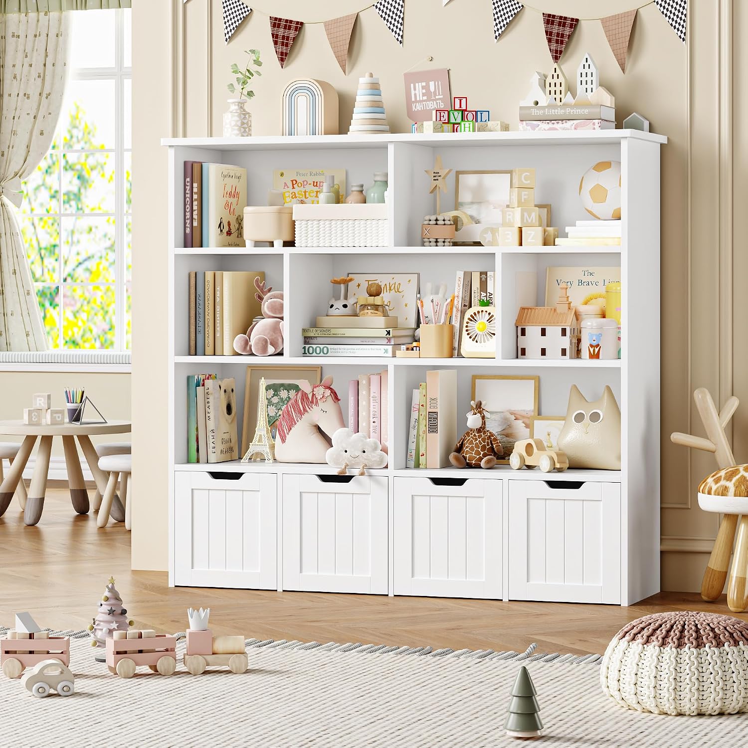 Detalle de FOREHILL P490 Toy Storage Unit with 7 Open Compartments and 4 Wheeled Drawers