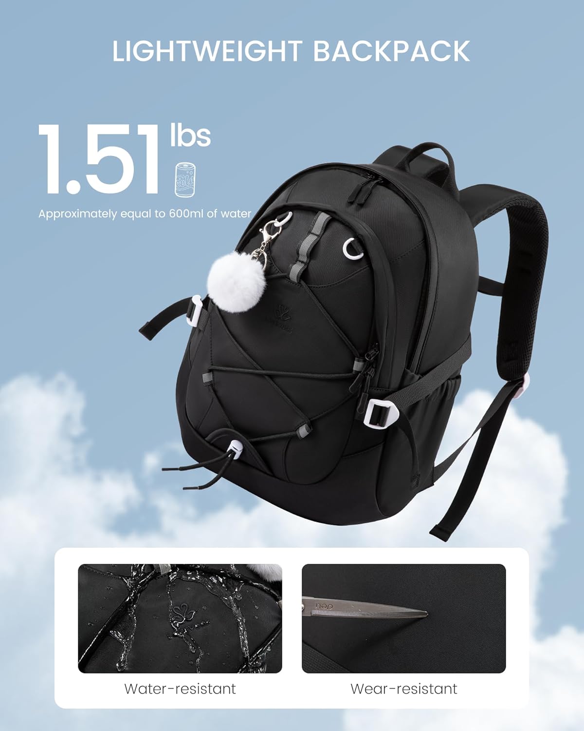 Detalle de LOVEVOOK Schulrucksack Teenager Mädchen Damen 17,3 Zoll – wasserabweisender Laptop-Rucksack mit Brustgurt und Anti-Diebstahl-Fach