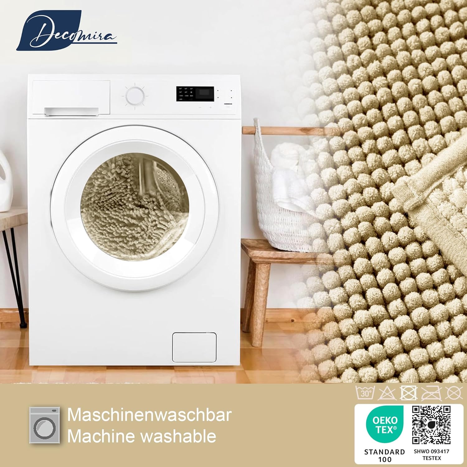 Thumbnail 6 de Decomira Badematte rutschfest 40x60 cm – Beige, waschbar und vielseitig einsetzbar