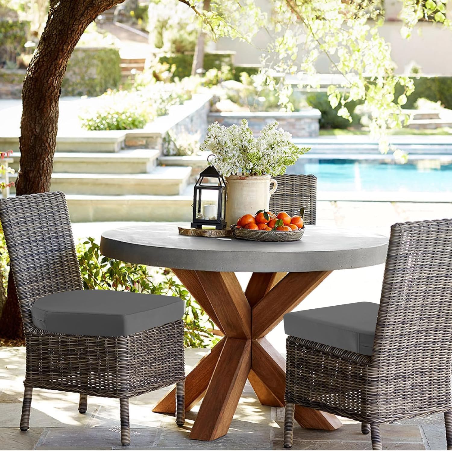 Thumbnail 3 de PRIMEPATIO Outdoor Garden Chair Cushions Set of 2 (7cm thick, waterproof) – Dark Grey, 50 x 50cm