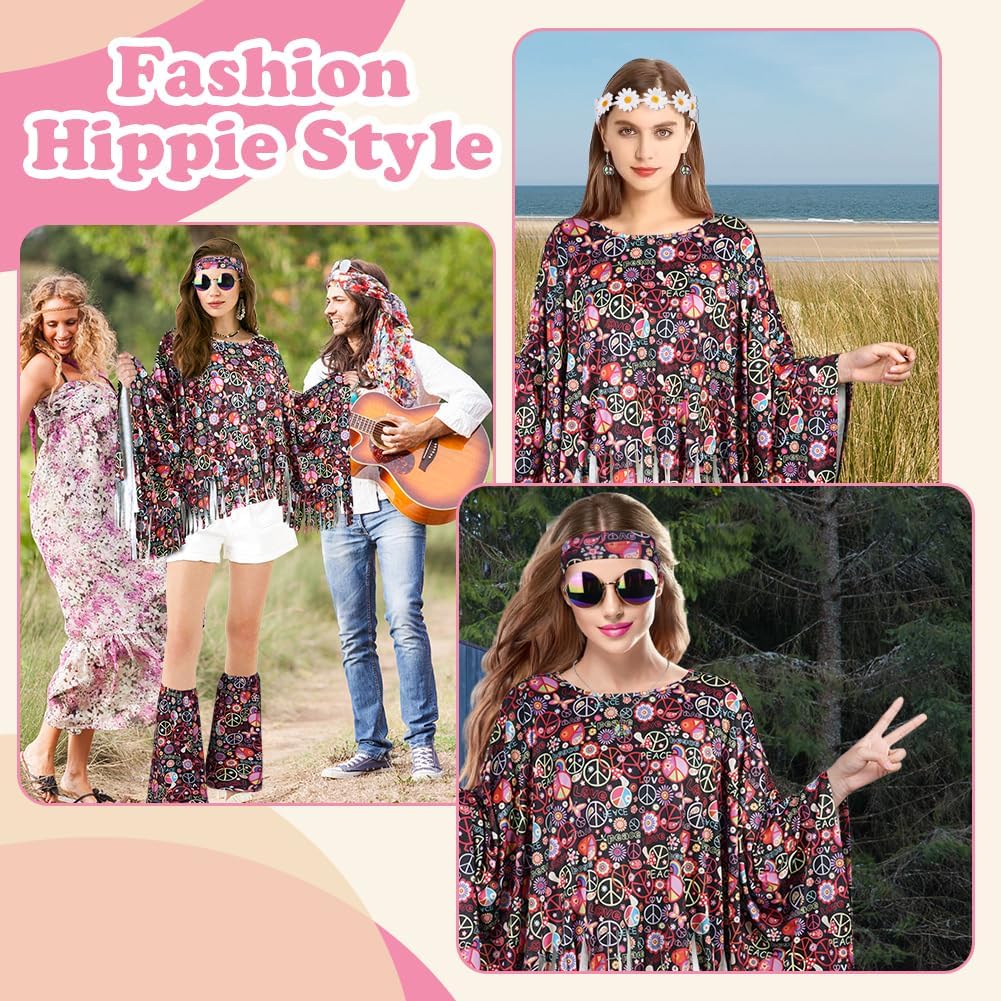 Detalle 2 de AOOWU Hippie Kostüm Damen Set 60er 70er