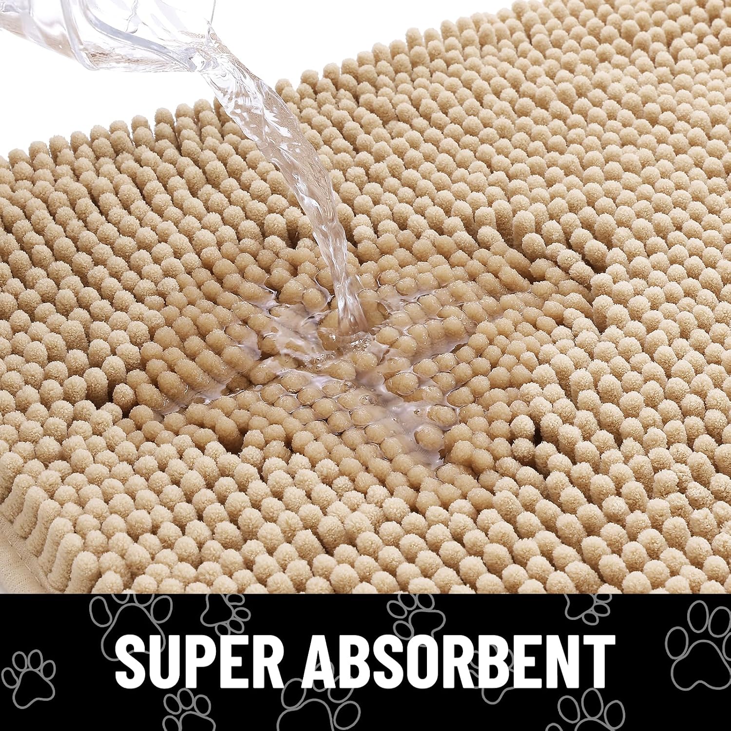 Detalle de Smiry 59 x 20-Inch Chenille Dog Door Mat, Beige and White