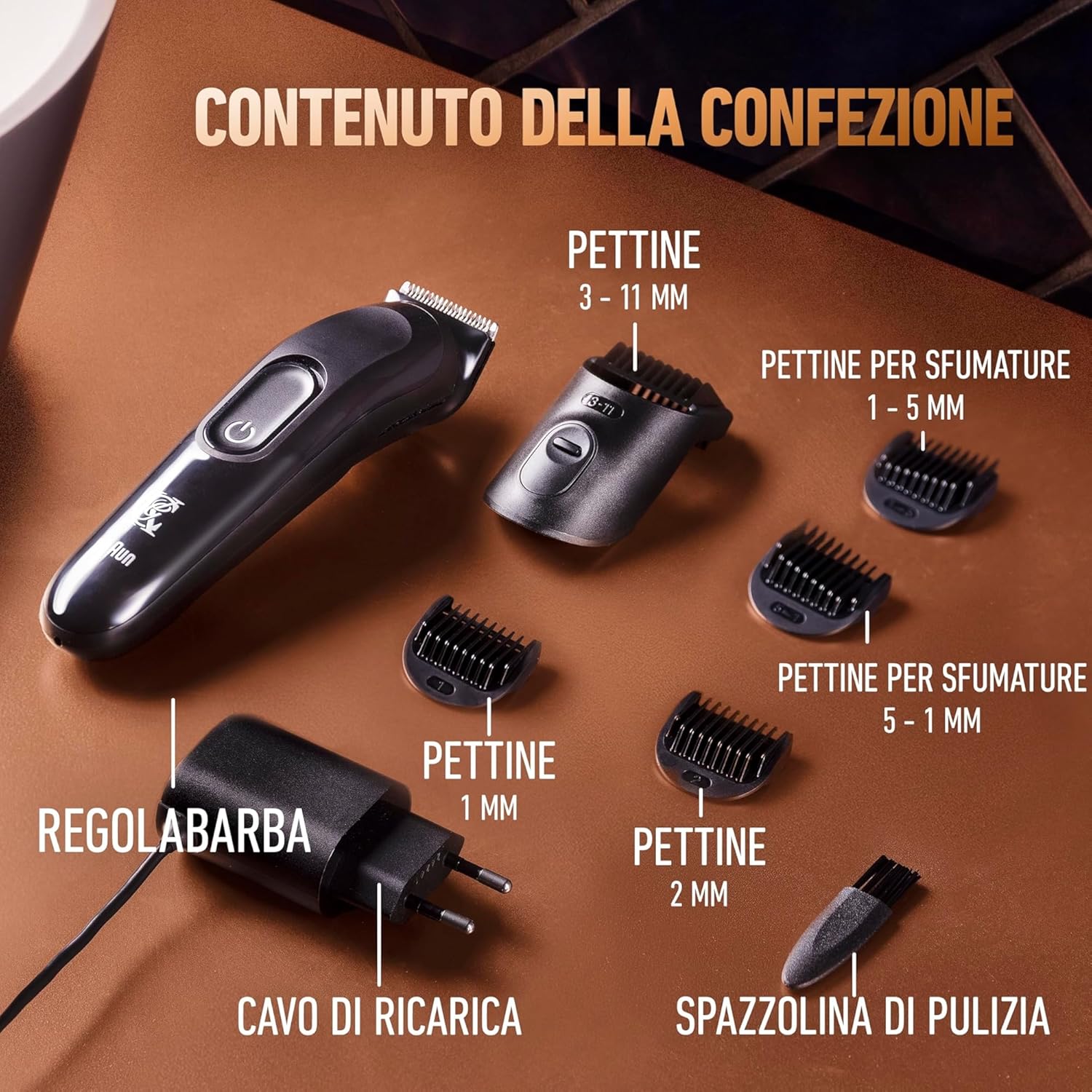 Detalle 2 de King C. Gillette Regolabarba uomo senza fili con 5 pettini intercambiabili e 1 spazzolina di pulizia
